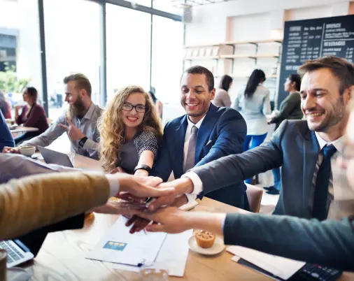 Business professionals reviewing an online directory